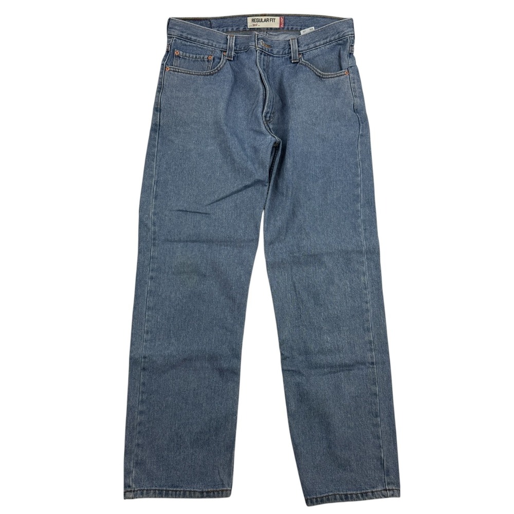 VTG Levis 505 Regular Fit Straight Leg Denim Blue Jeans Tag 36x32 (36x32) Cotton